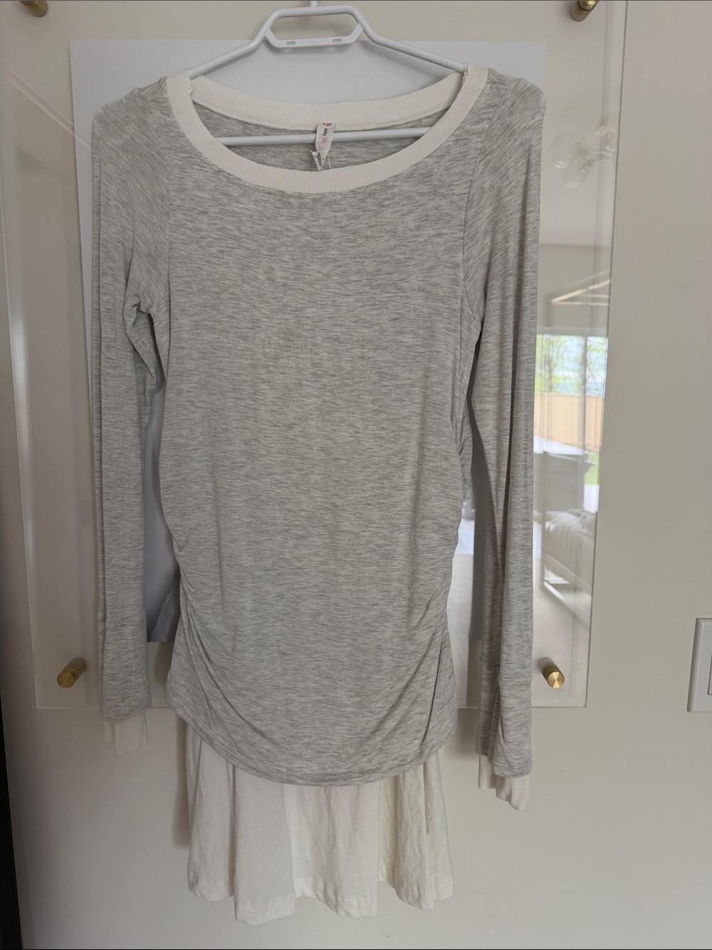 Light Gray Layered Hem Long-Sleeve dress